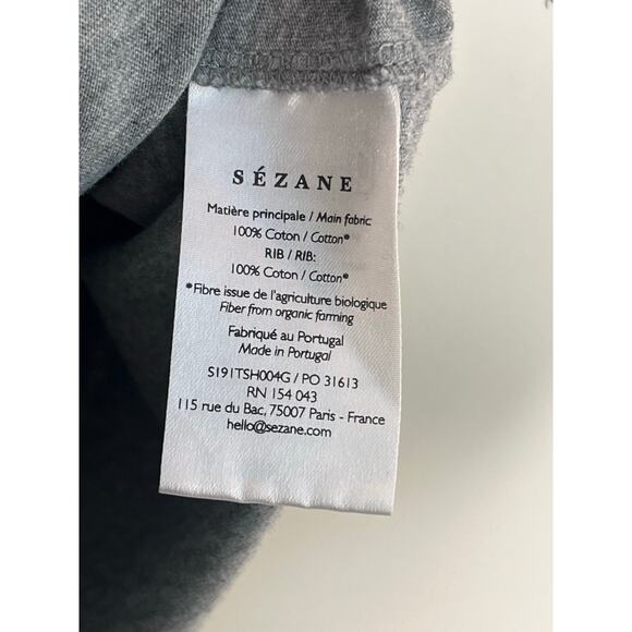 Sezane Conrad Cotton Short Sleeve Round Neck T-Shirt Mottled Gray Women's Small - Picture 6 of 7